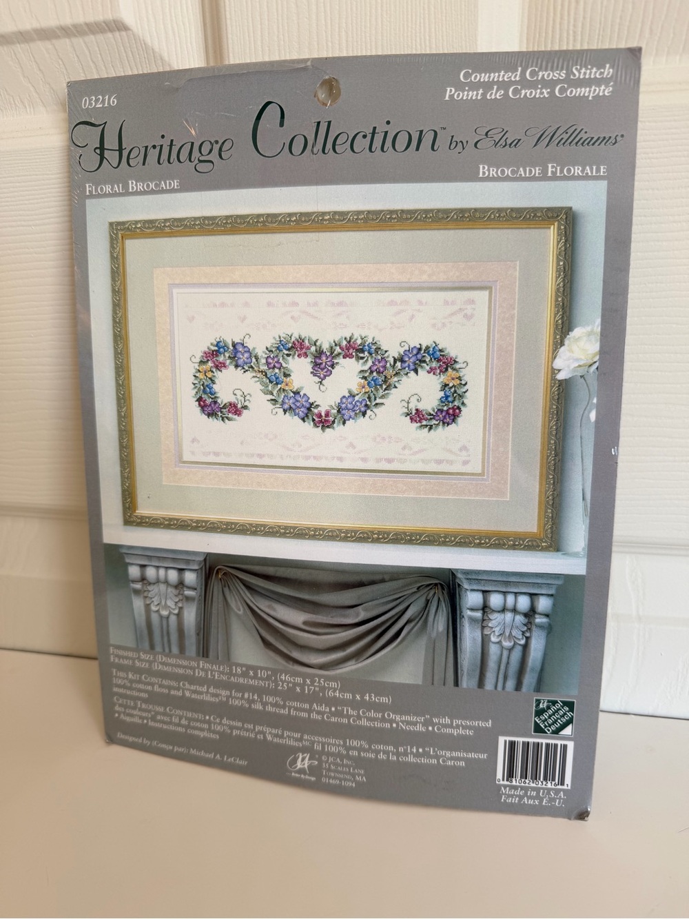 Heritage Collection Floral Brocade Counted Cross Stitch kit. Elsa Williams